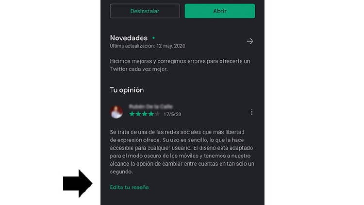 editar reseñas Google Play