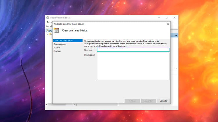 tarea basica windows 10