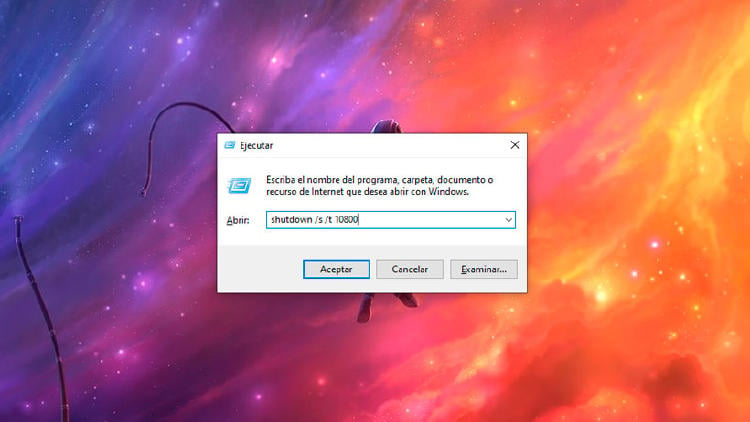 programar apagado Windows 10