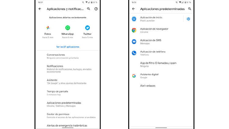 aplicaciones predeterminadas android