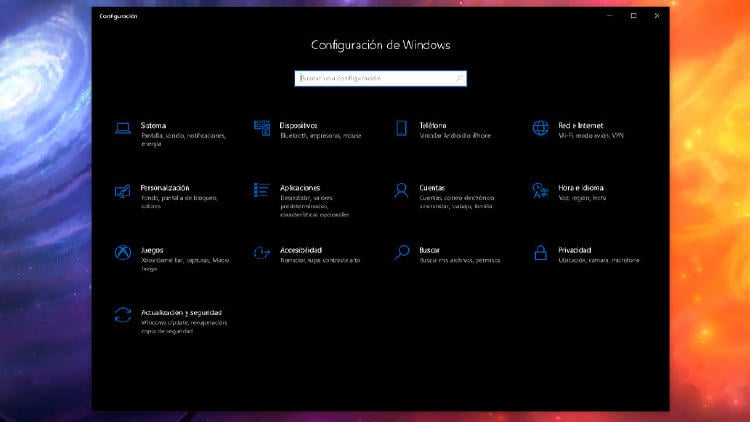 configuracion windows 10