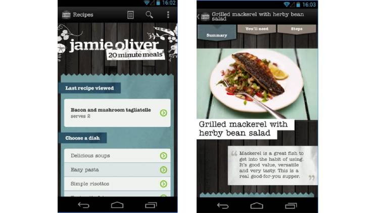 Pantallazo app Jamie Oliver meals