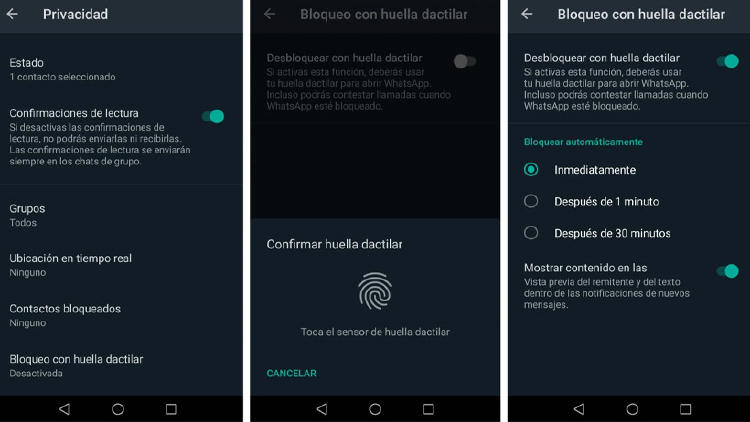 Seguridad por huella para WhatsApp Seguridad por huella para WhatsApp