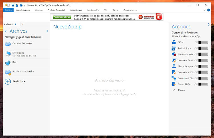 Pantalla Winzip Pantalla Winzip