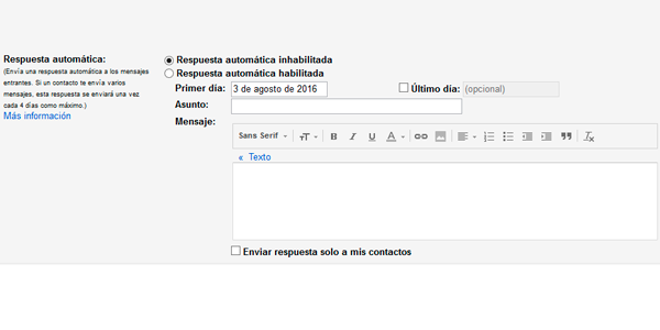Respuesta automática Gmail 