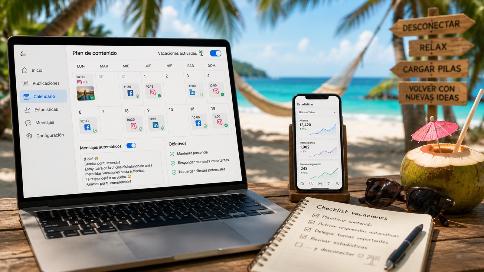 Redes Sociales de vacaciones negocio
