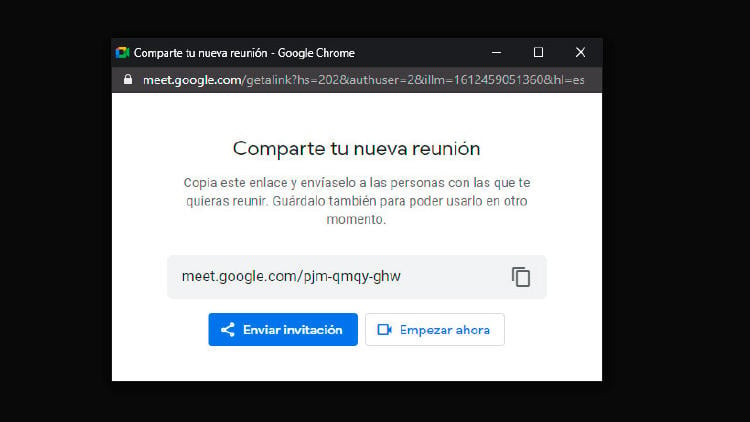 compartir reunion google meat