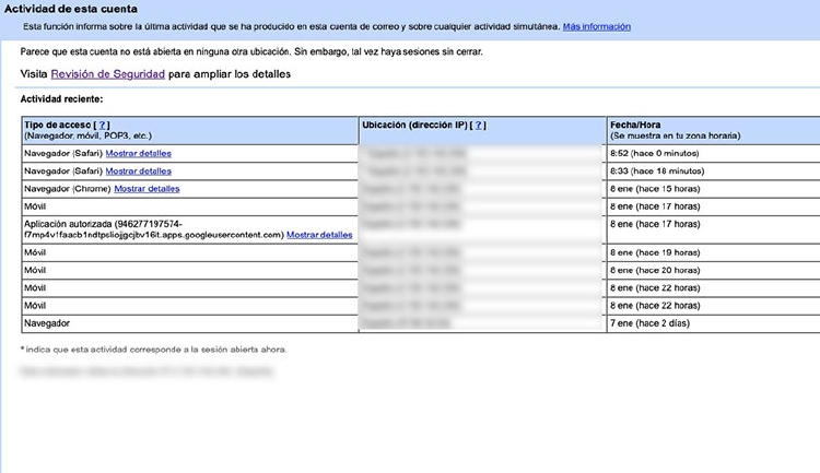 dispositivos gmail