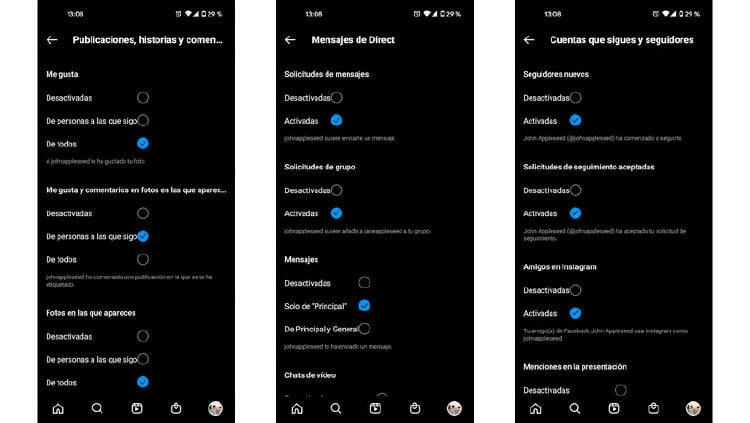 notificaciones instagram opciones notificaciones instagram opciones