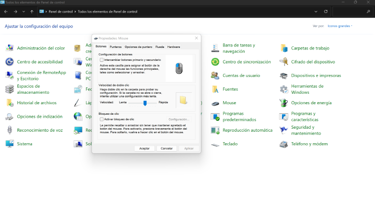 configuración puntero configuración puntero