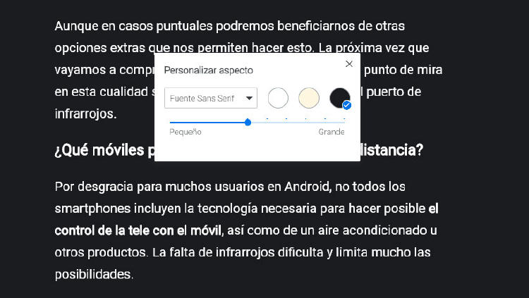 opciones lectura chrome opciones lectura chrome