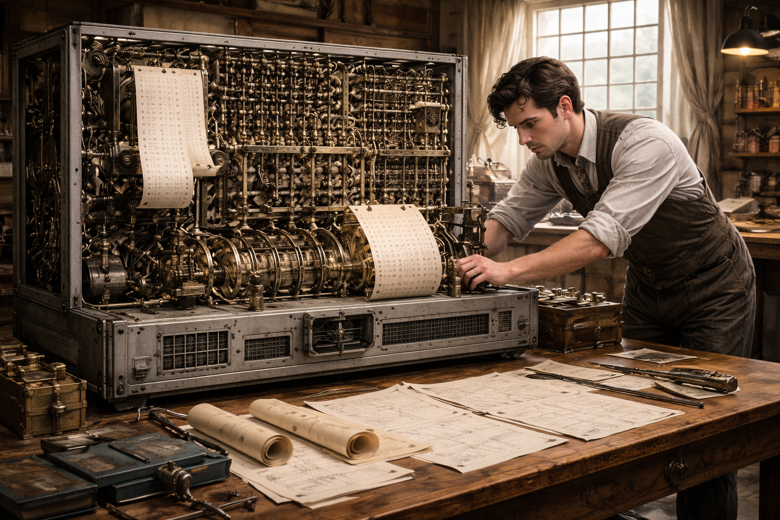 Konrad Zuse trabajando en el Z1