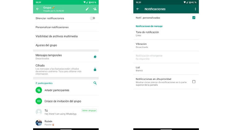 opciones notificaciones sonido WhatsApp