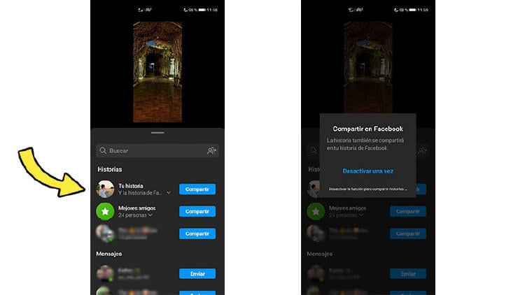 desactivar compartir historias facebook