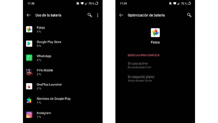 Uso de batería Uso de batería