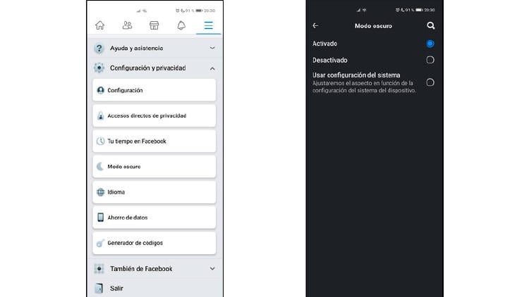 modo oscuro facebook modo oscuro facebook