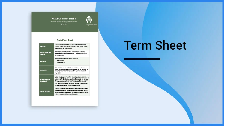 term sheet term sheet