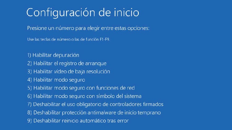 Configuración de inicio