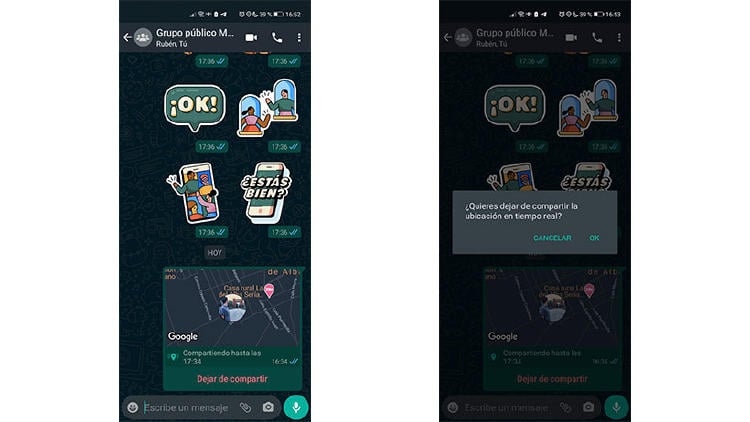 dejar de compartir ubicación whatsapp