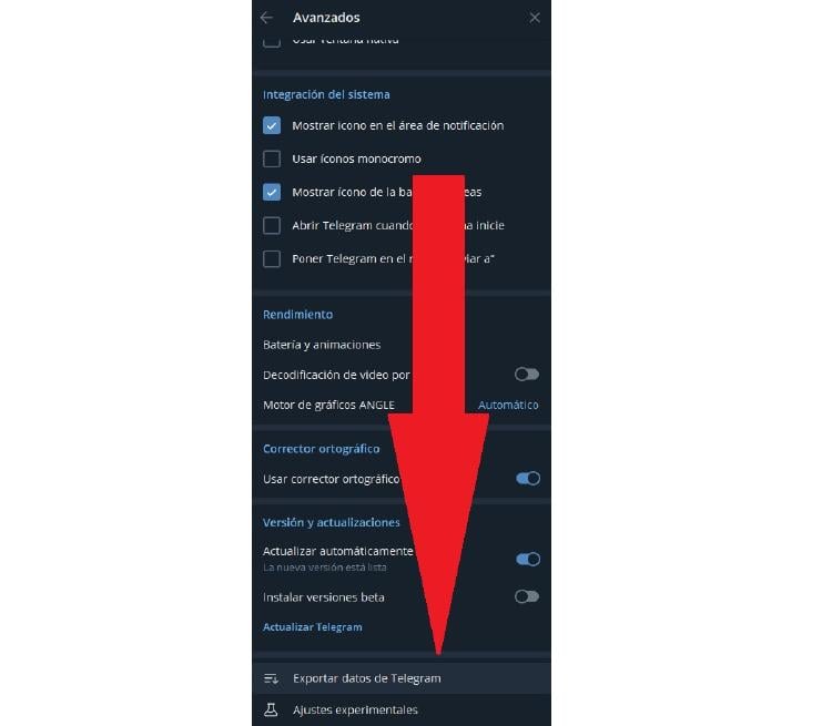 telegram exportar datos telegram exportar datos