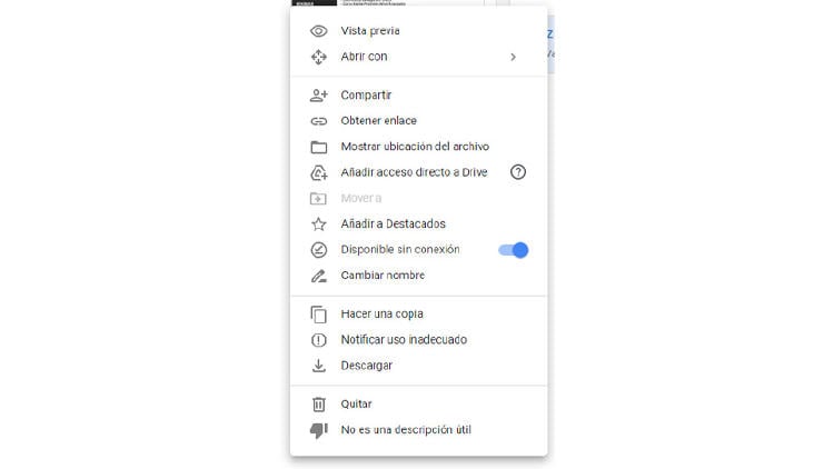 Google Drive sin conexión