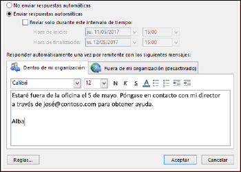 respuesta automática Outlook