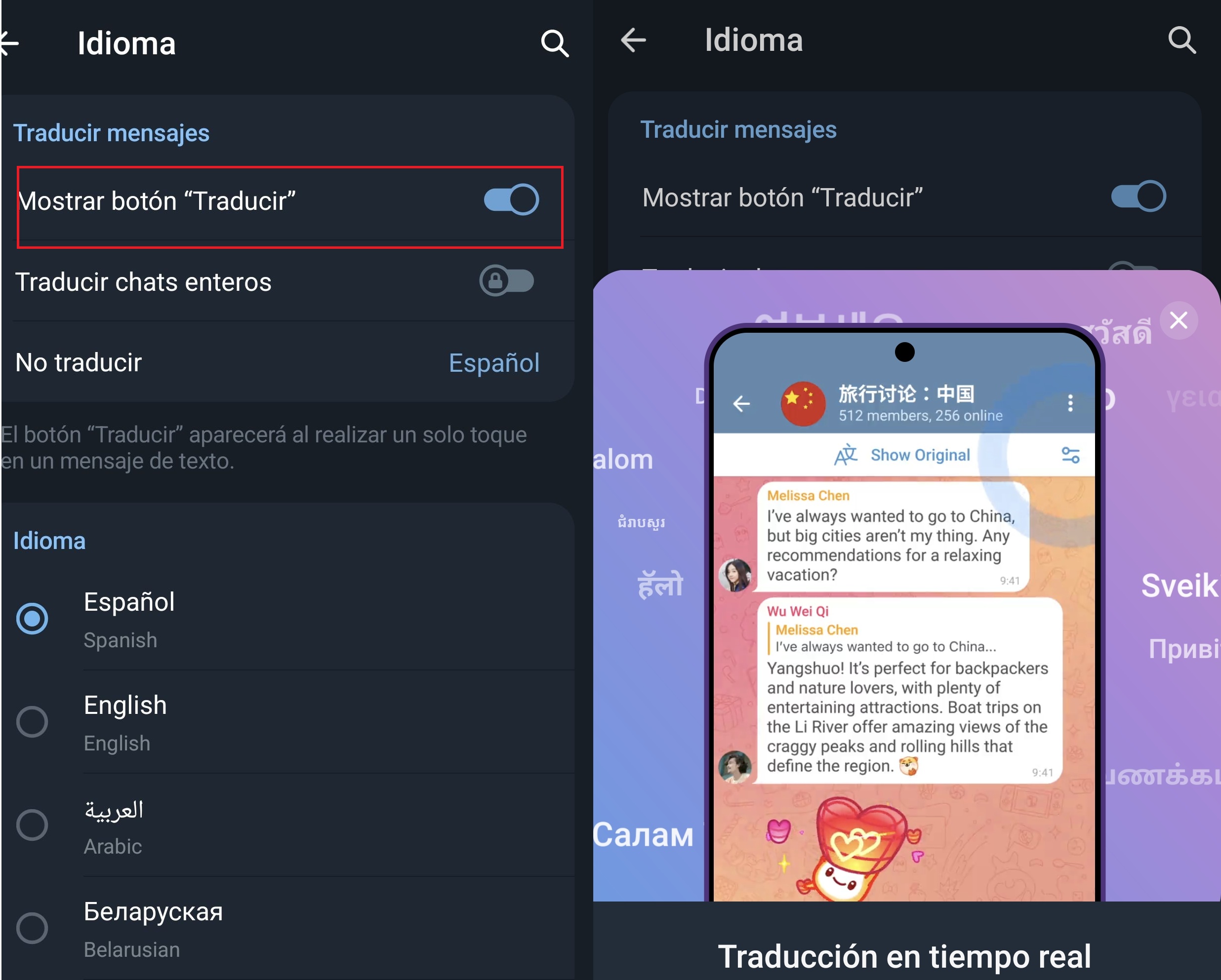 telegram traduccion