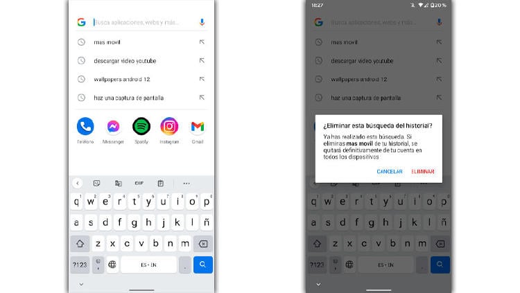 borrar historial widget google borrar historial widget google