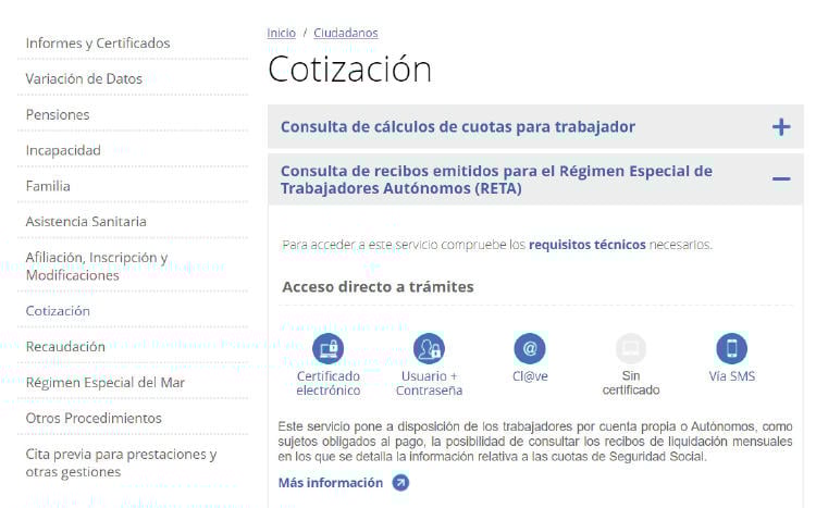 pago seguridad social autónomos cotización autónomos