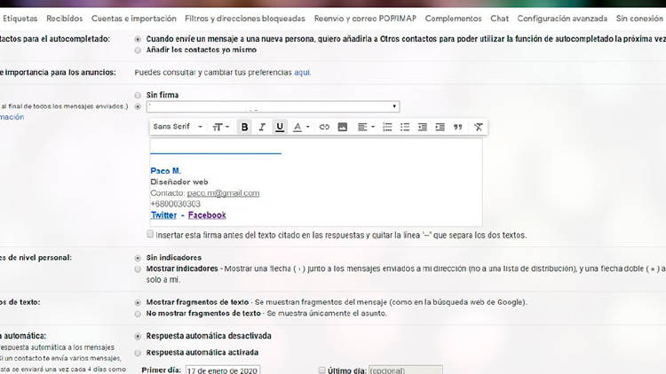 Añadir firma de correo electrónico Gmail Añadir firma de correo electrónico Gmail