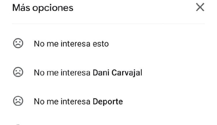 opciones Google Discover opciones Google Discover