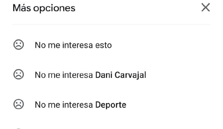 opciones Google Discover