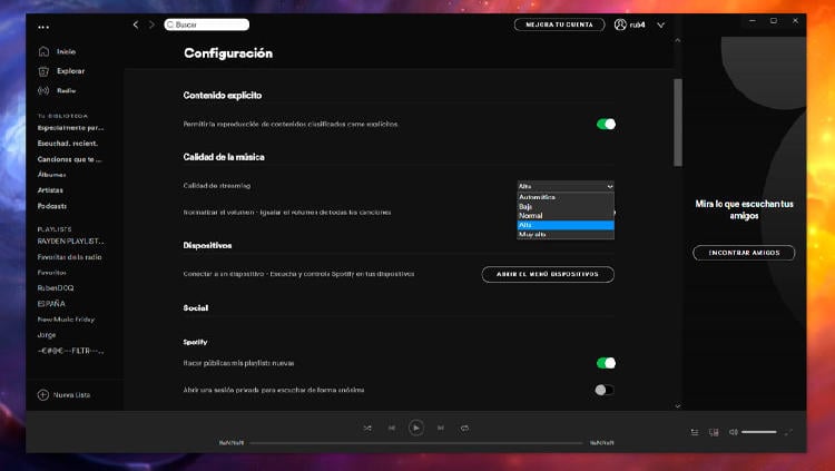 calidad sonido ordenador spotify