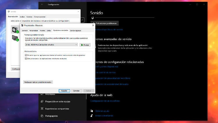 sonido altavoces windows 10