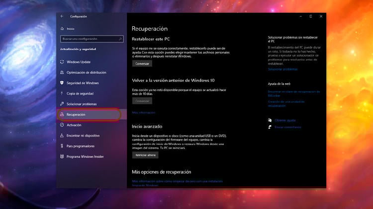 recuperación windows 10 recuperación windows 10