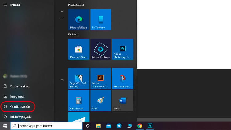 configuración Windows 10