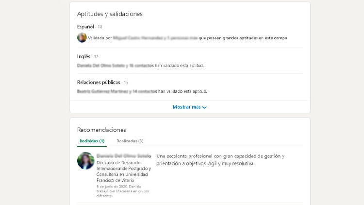 aptitudes validaciones linkedin