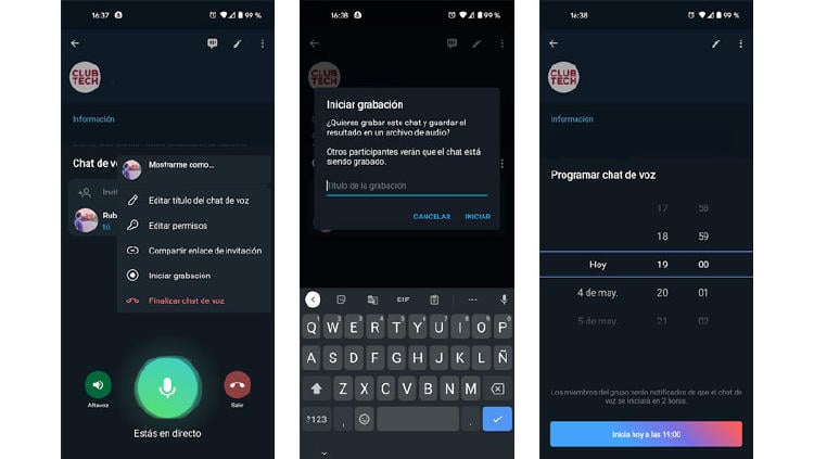 opciones chat de voz telegram opciones chat de voz telegram