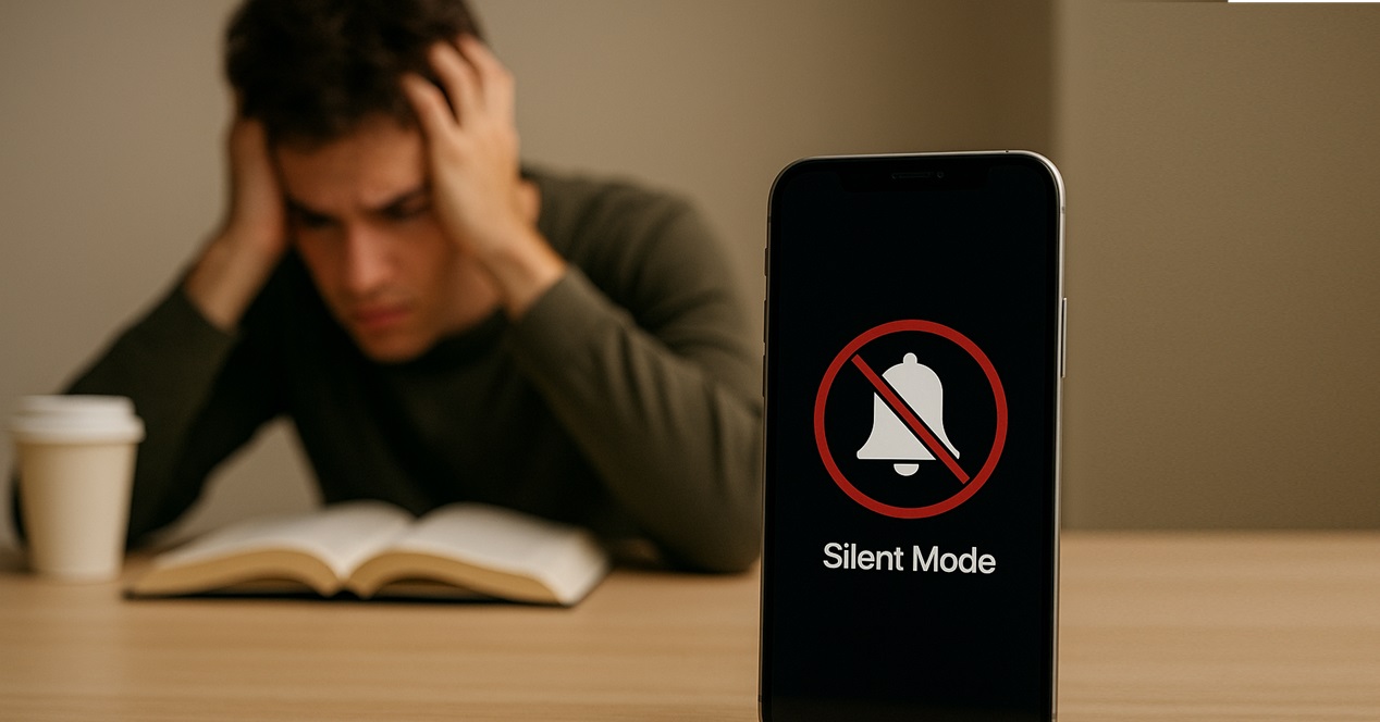 estudiante con el movil en silencio
