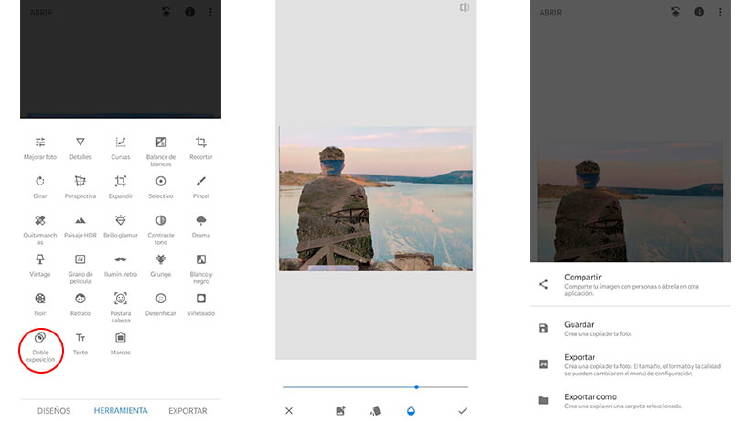 Trucos con Snapseed, doble exposición en fotos