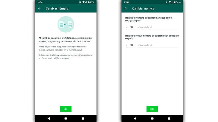 cambiar numero whatsapp