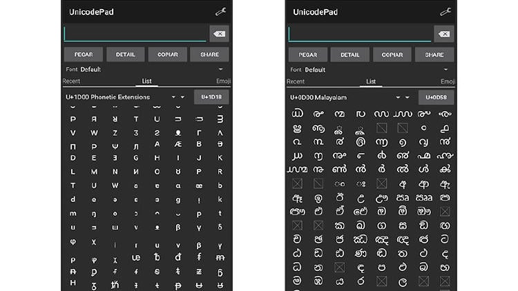 caracteres especiales android caracteres especiales android