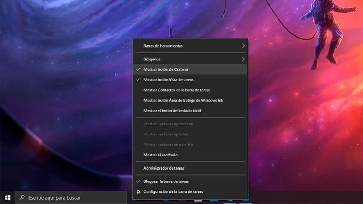 ocultar cortana Ocultar a Cortana en Windows 10