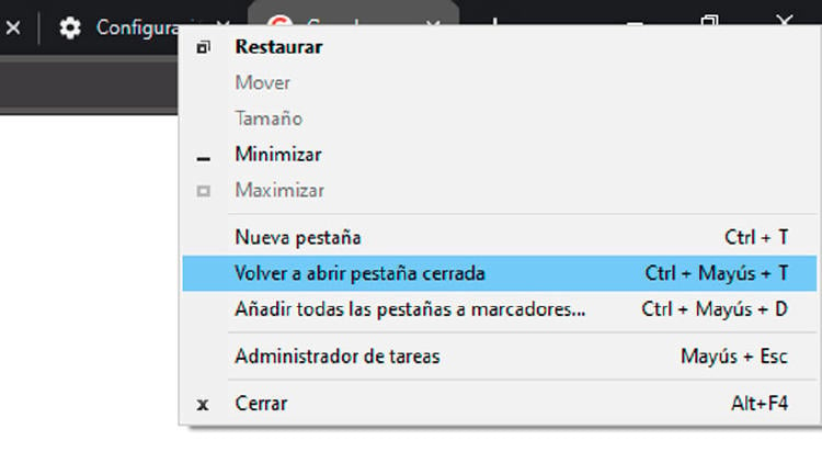 recuperar pestaña google chrome