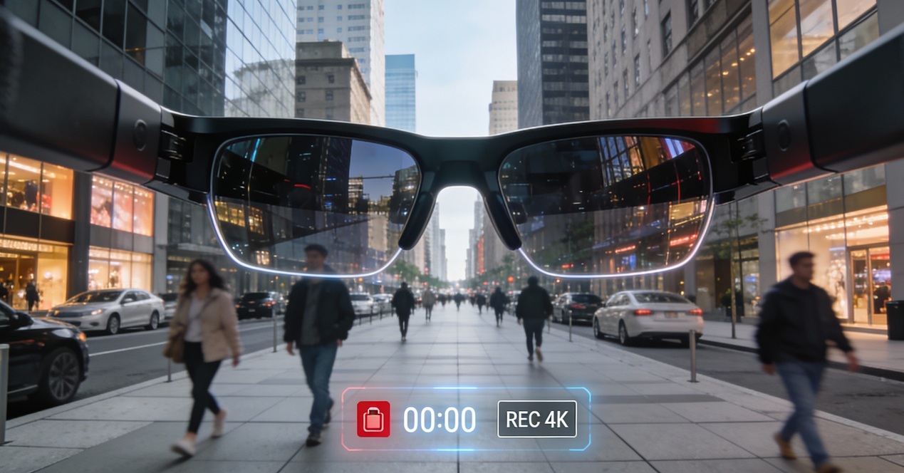 gafas inteligentes grabando por la calle