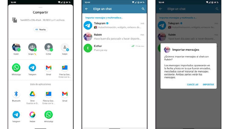 importar conversación whatsapp telegram