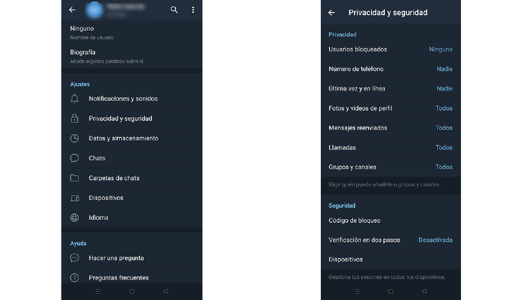 privacidad telegram