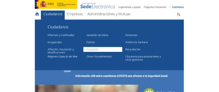 sede electrónica seguridad social cuota de autónomos