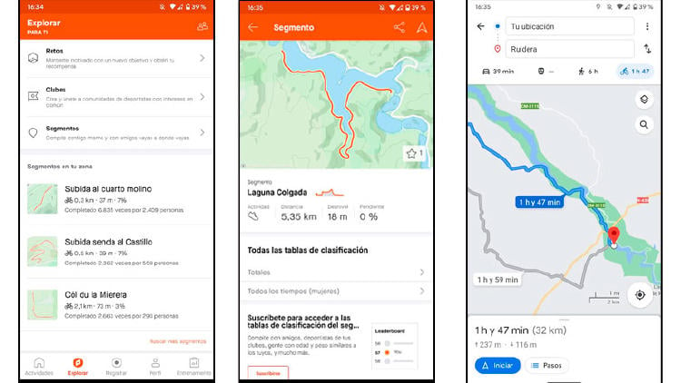 rutas strava movil