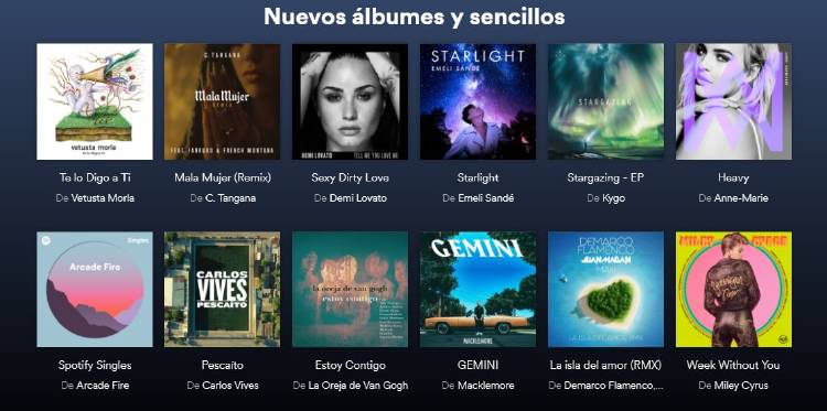 Nuevos álbumes en Spotify